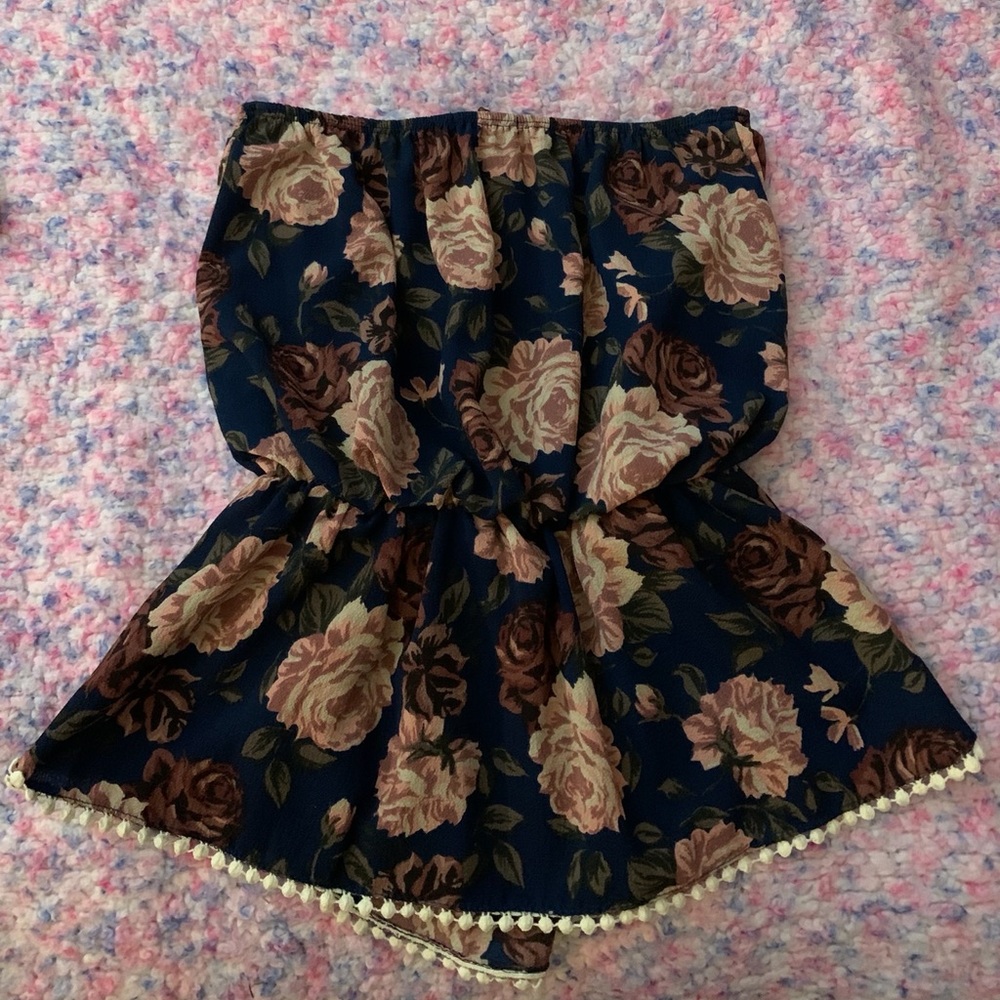 Papaya of the shoulder floral blouse